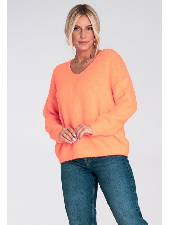 FIGL FIGL Sweter M1236 Pomarańczowy Regular Fit