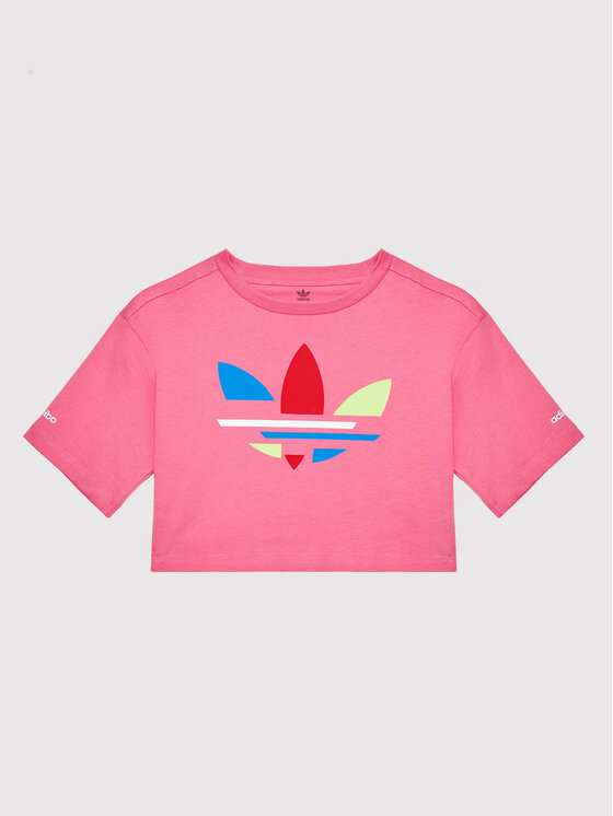 T-Shirt Crop Top adicolor H32350 Różowy Loose Fit