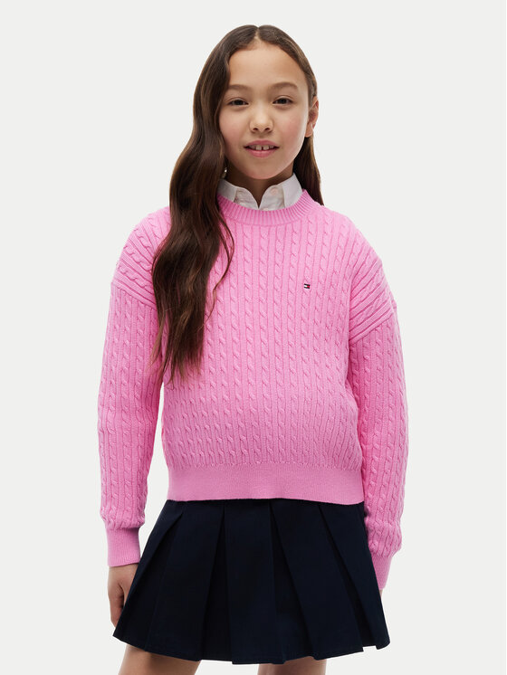 Tommy Hilfiger Pulover KG0KG08848 Roz deschis Regular Fit
