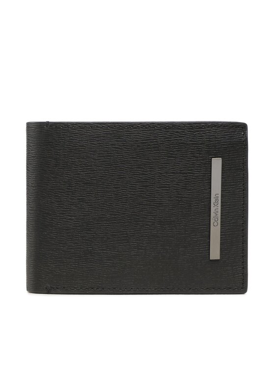Calvin Klein Velika moška denarnica Modern Metal Trifold 10Cc W/Coin K50K510619 Črna
