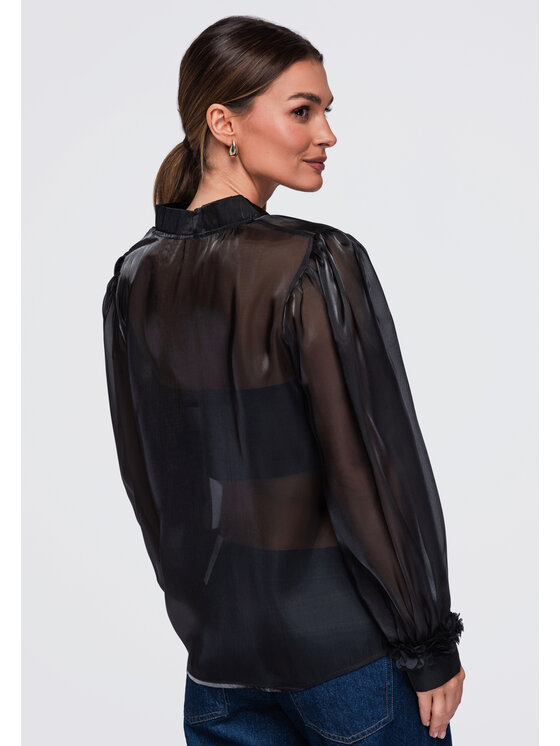 Ombre Ombre Bluzka OW-TS-E0086 Czarny Relaxed Fit