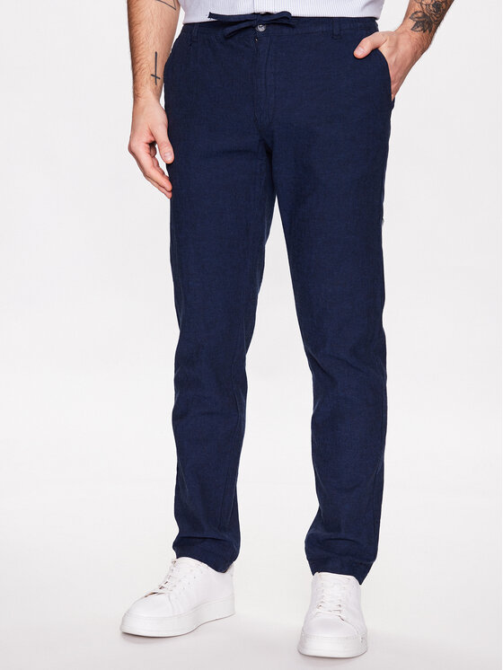Lindbergh Bavlnené nohavice 30-008003 Modrá Tapered Fit