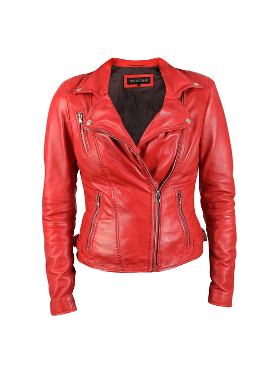 David Ryan David Ryan Kurtka skórzana Gina Czerwony Regular Fit