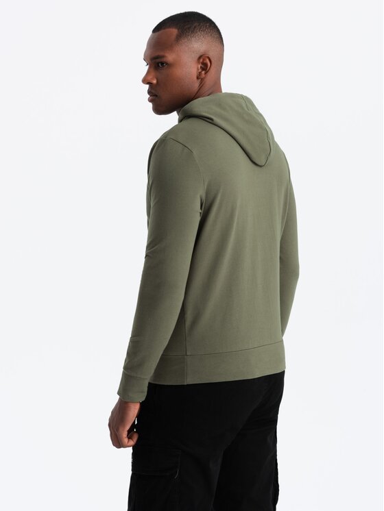 Ombre Ombre Mikina OM-SSNZ-0162 Khaki Regular Fit