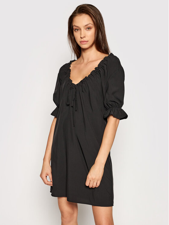 NA-KD Rochie de zi Drawstring Neck 1018-006815 Negru Regular Fit