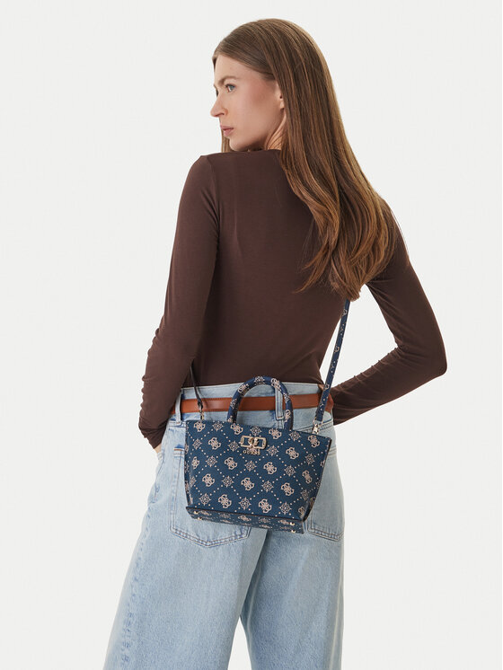 Guess Guess Дамска чанта Emelie Logo Mini HWGP99 28750 Тъмносин