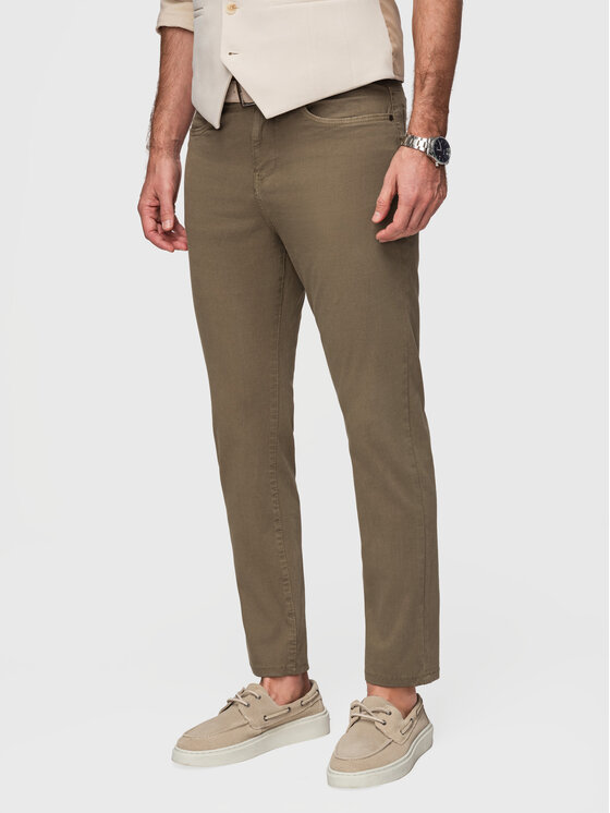 Ombre Ombre Chinosy P1523 Zielony Slim Fit