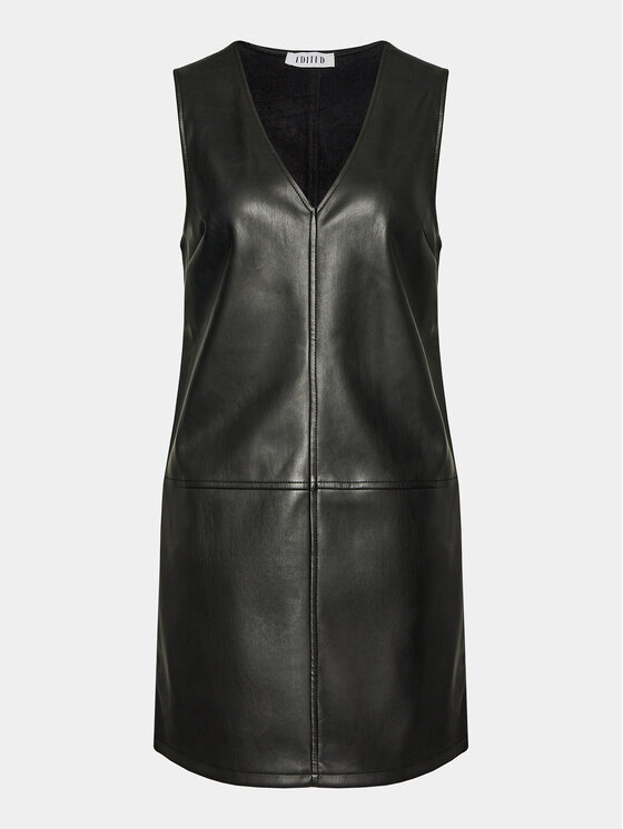 Edited Edited Kleid aus Kunstleder Xristina Schwarz Casual Fit