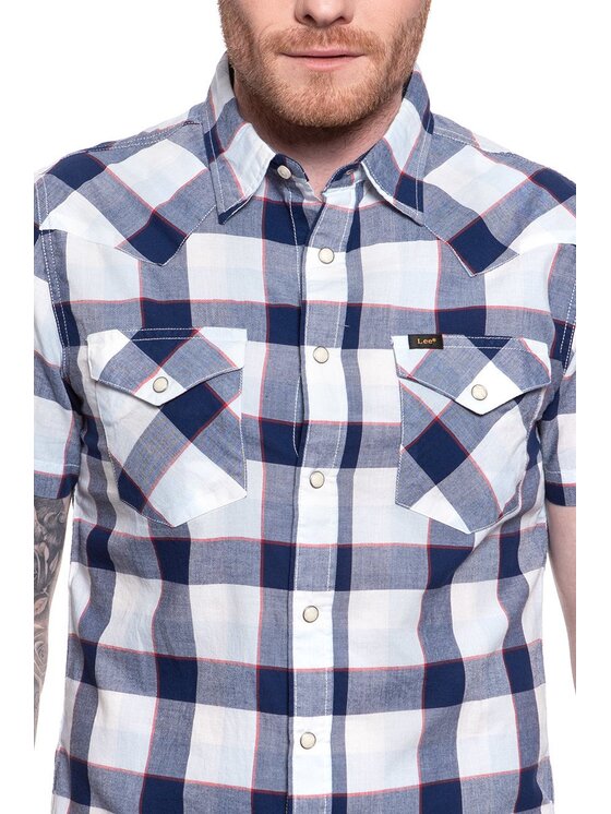 Lee Lee Koszula SS WESTERN Biały Slim Fit