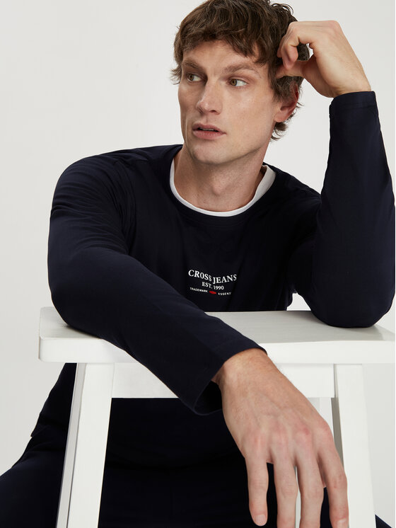 Cross Jeans Cross Jeans Longsleeve 16100-001 Granatowy Regular Fit