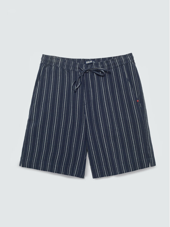 BIG STAR BIG STAR Szorty materiałowe GOFRISZ Granatowy Basic Fit