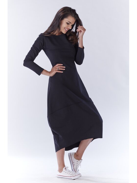 Awama Awama Sukienka dzianinowa A191 Czarny Basic Fit
