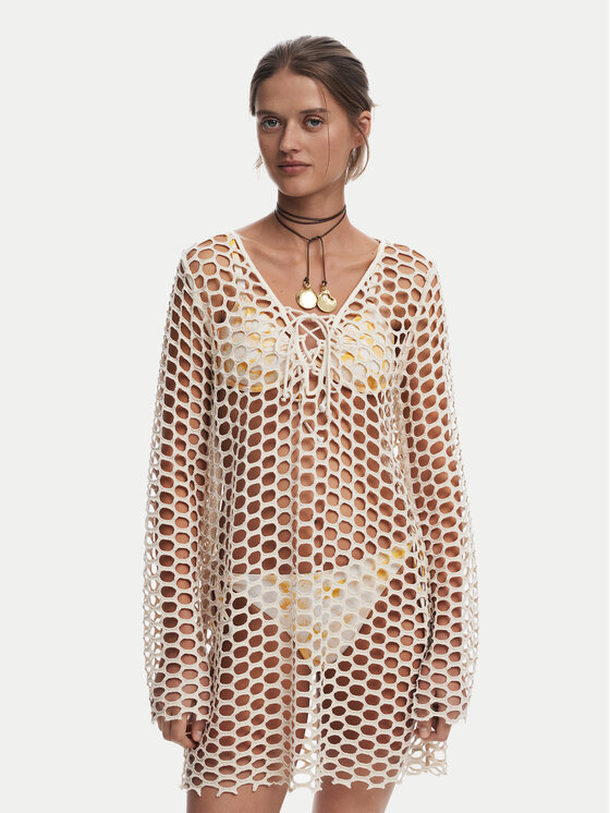 Desigual Rochie de plajă Femei, Mărimea: L_XL, Bej, Flow 25SWMK22