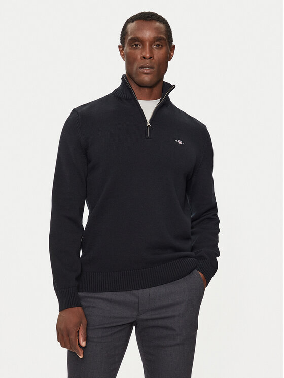 Gant Gant Svetr Casual Cotton Half Zip 8030170 Černá Regular Fit