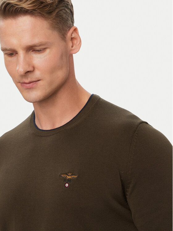 Aeronautica Militare Aeronautica Militare Sweter 262MA1631UL00506 Brązowy Regular Fit