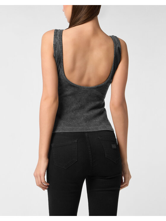 PHILIPP PLEIN PHILIPP PLEIN Tank top 27395 Beżowy Skin Tight Fit