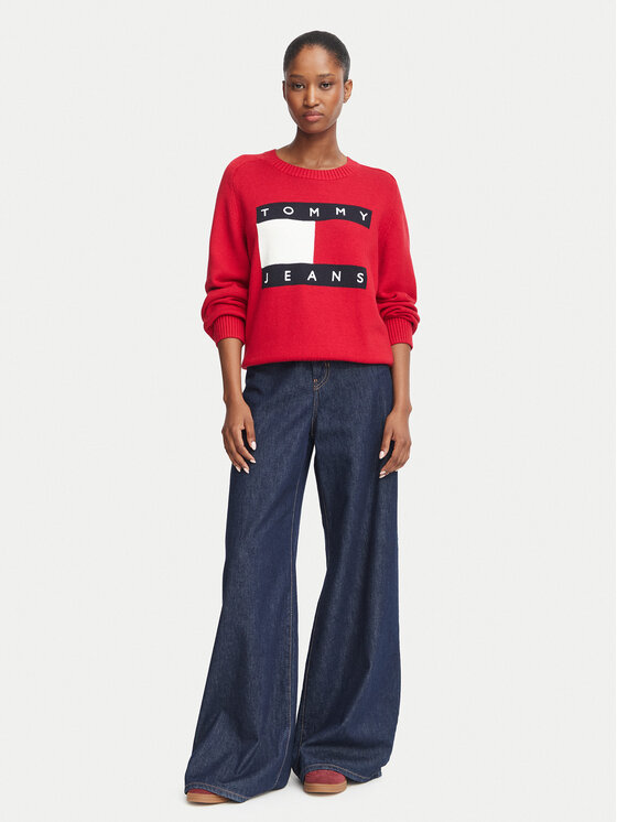 Tommy Jeans Tommy Jeans Kampsun Flag DW0DW23450 Punane Regular Fit