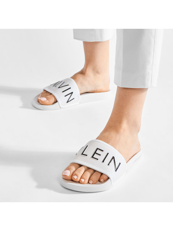 calvin klein white slides