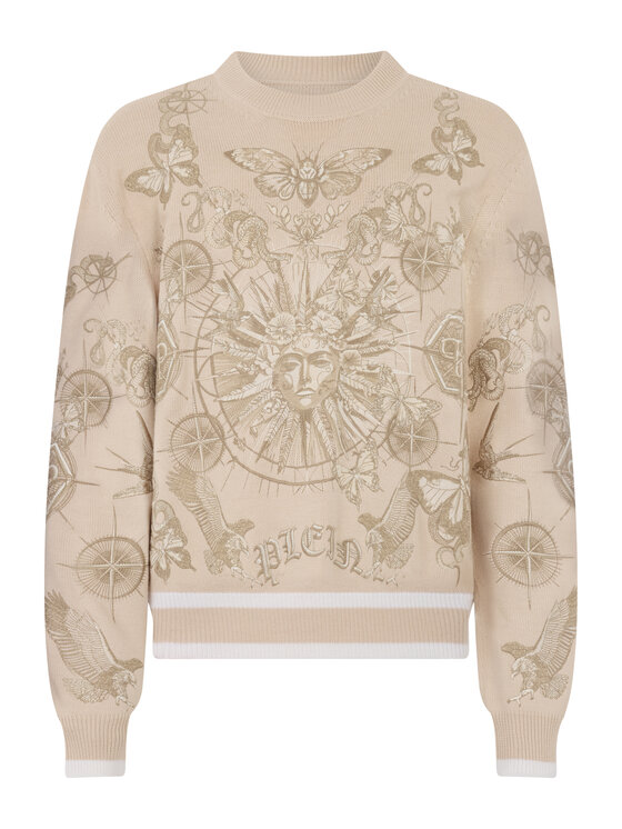 PHILIPP PLEIN PHILIPP PLEIN Sweter 29965 Beżowy Regular Fit