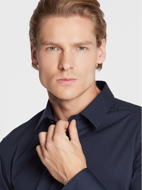 HUGO Hugo Marškiniai Elisha02 50479396 Tamsiai mėlyna Extra Slim Fit
