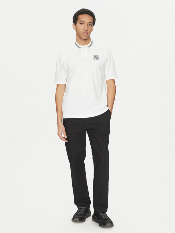 HUGO HUGO Тениска с яка и копчета Dodac_RB 50542748 Бял Regular Fit