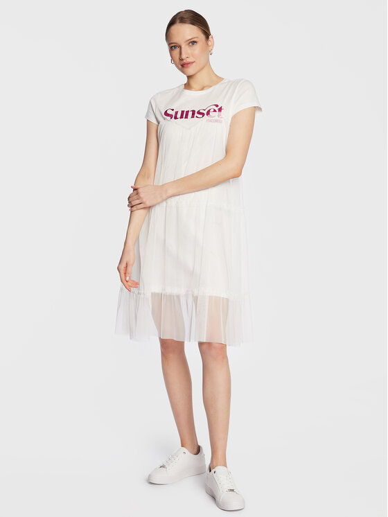 Fracomina Fracomina Ikdienas kleita FS23SD1039J401Q5 Balts Regular Fit