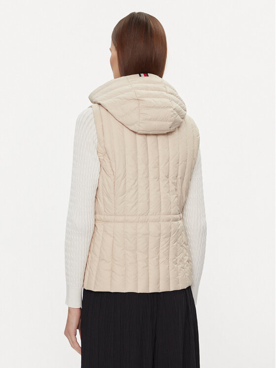 Tommy Hilfiger Tommy Hilfiger Prsluk Feminine Lw Down Vest WW0WW40485 Bež Slim Fit