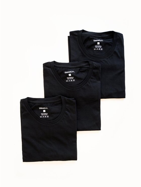 Urban City Urban City Komplet 3 t-shirtów Zestaw 3 T-Shirtów Męskich Czarny Urban City No Logo Basic XL Czarny Regular Fit
