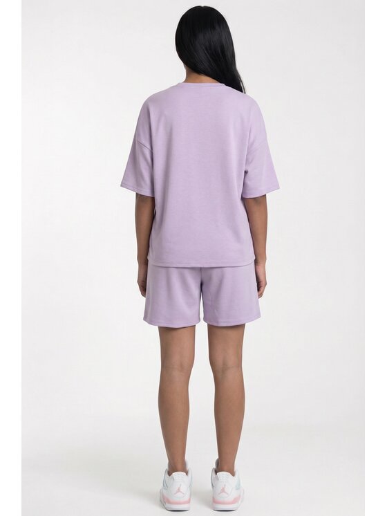 FIGL FIGL Komplet bluzka i szorty sportowe M1306 Fioletowy Loose Fit