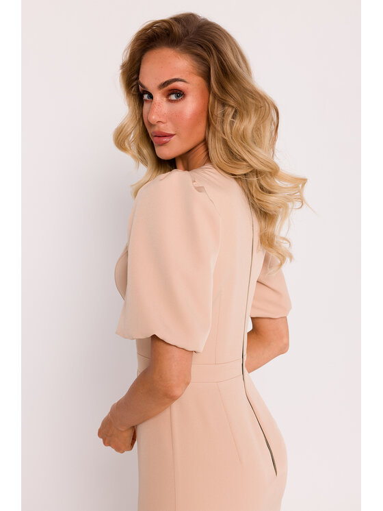 Made of Emotion Made of Emotion Elegantné šaty M779 Béžová Generous Fit