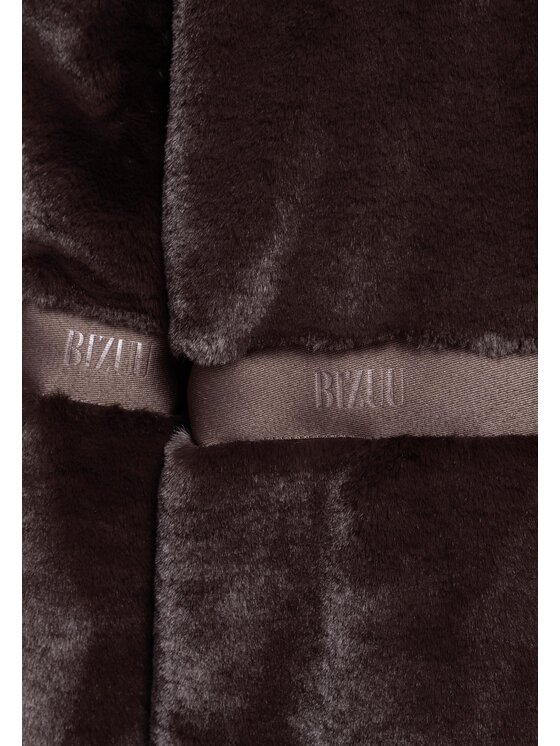 BIZUU BIZUU Kožešina FLORENCE FAUX FUR LAPEL COAT Hnědá Standard Fit