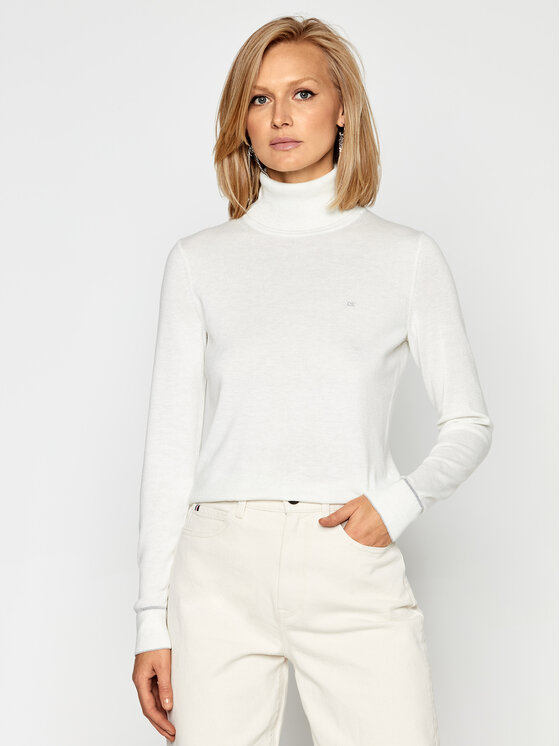 Calvin Klein Calvin Klein Bluză cu gât Ls Roll Neck K20K202244 Bej Regular Fit