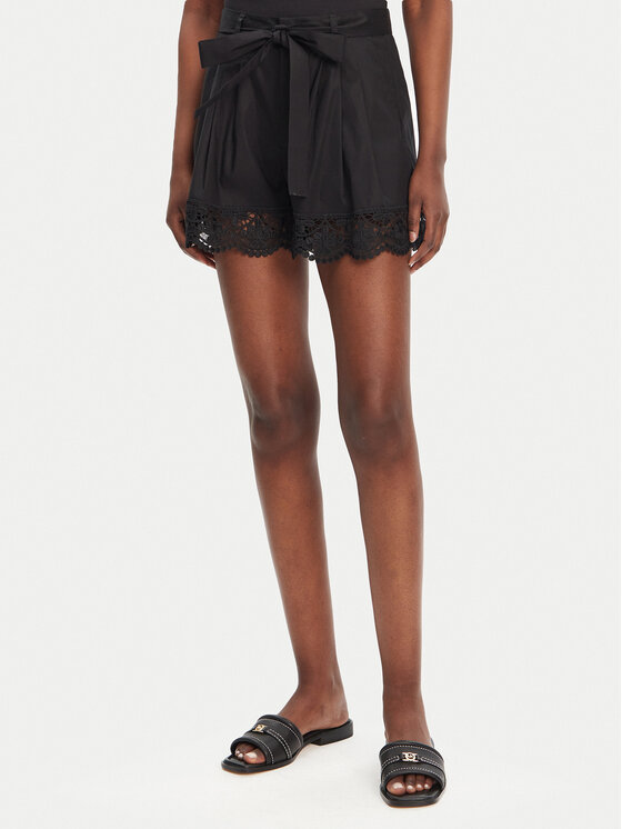 TWINSET Bavlnené šortky 251TT2096 Čierna Regular Fit