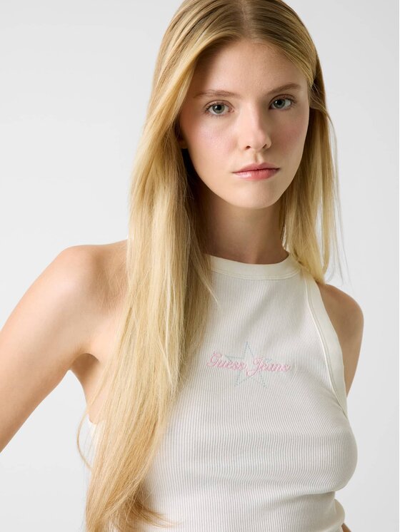 Guess Jeans Guess Jeans Top 180345 Beżowy Classic Fit