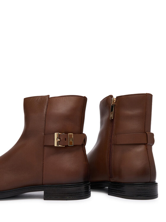 Tommy Hilfiger Tommy Hilfiger Botki Th Buckle Leather Ankle Boot FW0FW09486 Brązowy