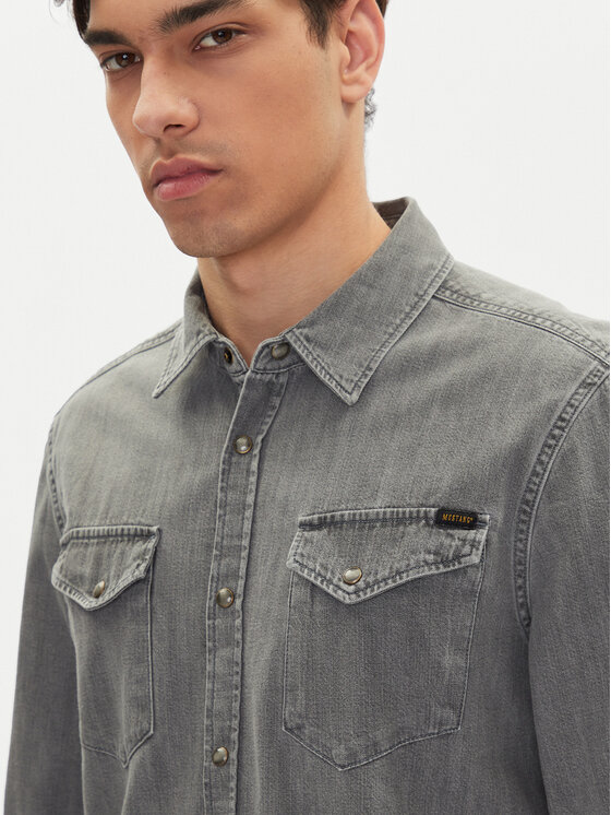 Mustang Mustang camicia di jeans Duver 1016240 Grigio Regular Fit