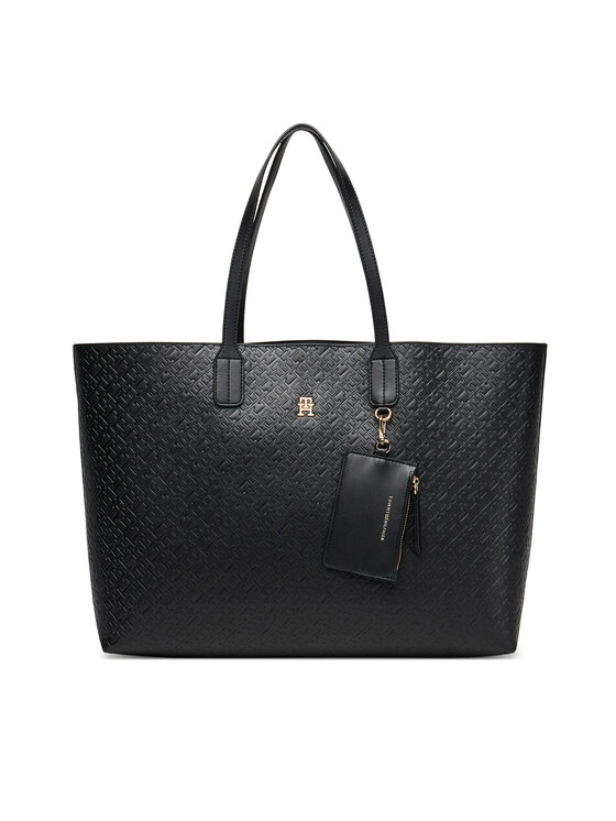 Tommy Hilfiger Tommy Hilfiger Torebka Th Icon Tote Mono AW0AW17687 Czarny