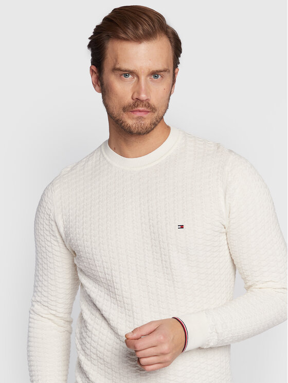 Tommy Hilfiger Tommy Hilfiger Sweter Exaggerated Structure MW0MW28111 Biały Regular Fit