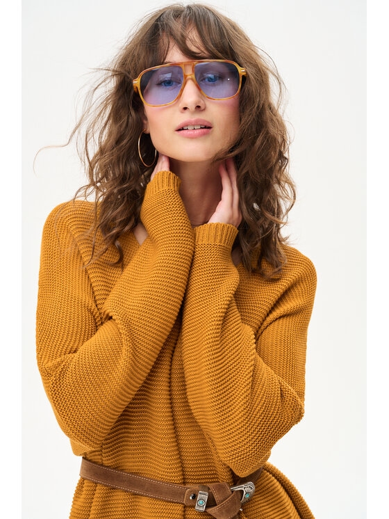 blue shadow blue shadow Sweter Danthe Żółty Regular Fit
