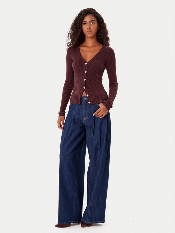 Guess Guess Kardigán W5BR16 Z3OW2 Bordová Slim Fit