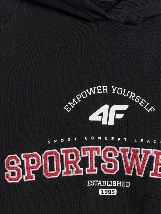 4F 4F Bluza SPORTS CLUB Czarny Loose Fit