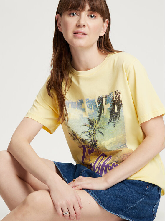 Cross Jeans Cross Jeans T-Shirt 56059-011 Żółty Regular Fit