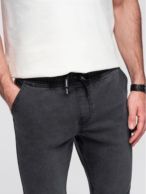 Ombre Ombre Jeansy OM-PADJ-0267 Szary Jogger Fit