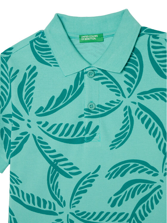 United Colors Of Benetton United Colors Of Benetton Polo 36Y4G300Y Zielony Regular Fit