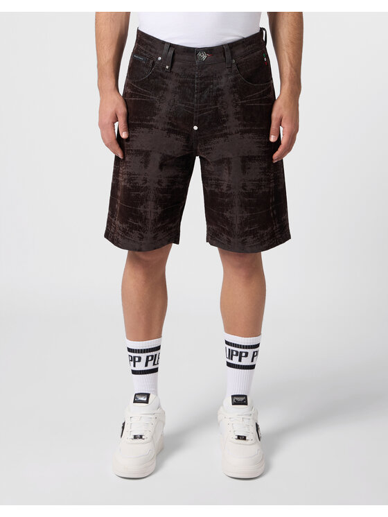 PHILIPP PLEIN PHILIPP PLEIN Szorty jeansowe 31237 Czarny Loose Fit