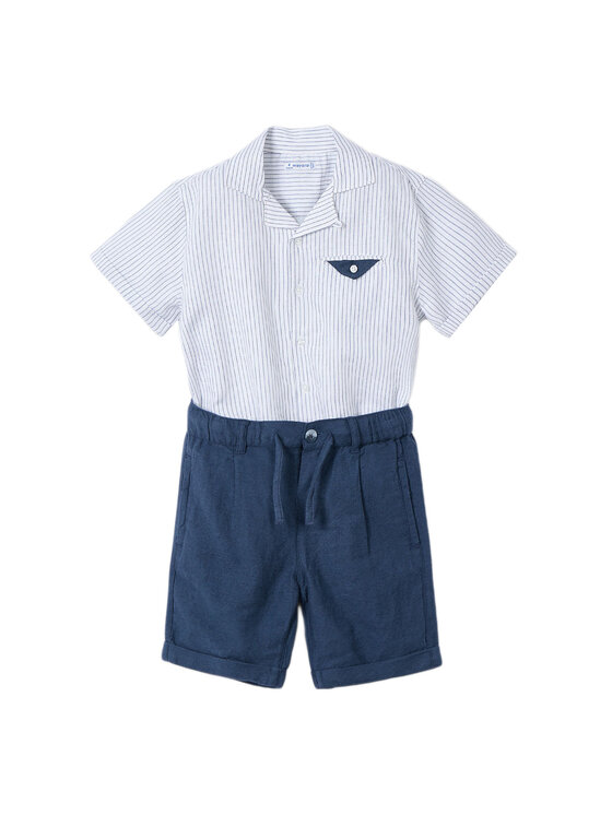 Mayoral Mayoral Set cămașă și șorturi din material textil 3231 Bleumarin Relaxed Fit