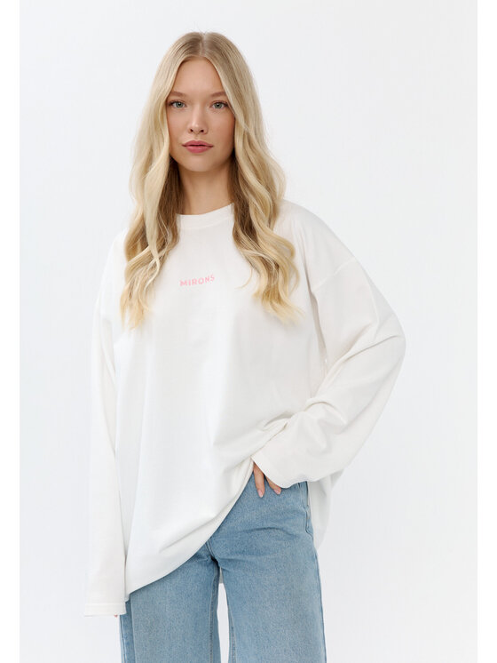 Mirons Mirons Longsleeve Print Biały Oversize