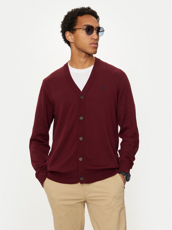 U.S. Polo Assn. Kardigán MUP2238 Červená Regular Fit