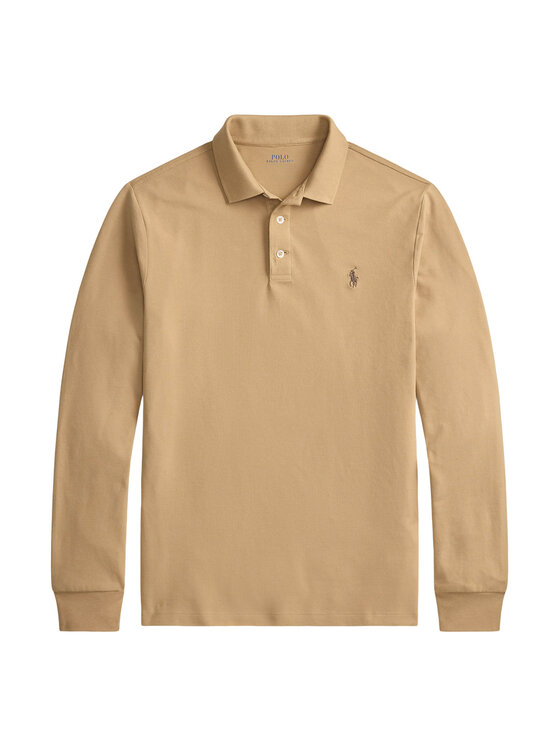 Polo Ralph Lauren Polo Ralph Lauren Тениска с яка и копчета 710955081500 Тъмнобежов Slim Fit
