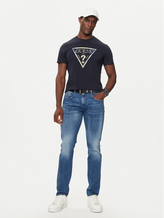 Guess Guess T-Shirt M4BI35 J1314 Granatowy Regular Fit